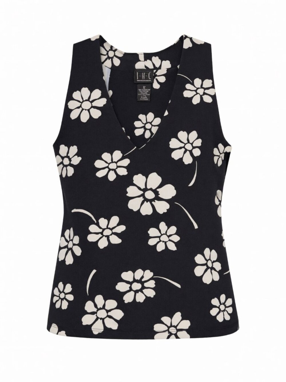 INC International Concepts Black White Women's INC Floral Sleeveless Top XL Blac